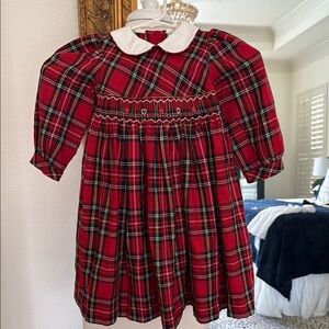 M.C. Collections Darling 💯 quality Cotton Red Plaid Dress with White Collar 3T
